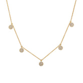 0.22ct 14k Yellow Gold Diamond Pave Circle Necklace